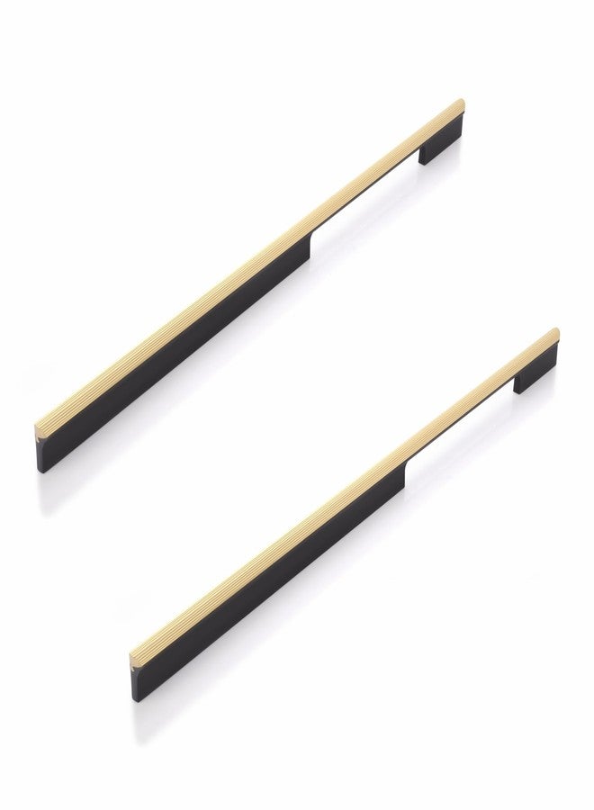 LAPO 24 Inch Aluminium Drawer & Cabinet Handles for Kitchen, Long Black PVD Gold Pull Handles for Wardrobe, Cupboard & Pooja Mandir (Black PVD Gold Finish, 24 Inch, Pack of 2) - Image 1